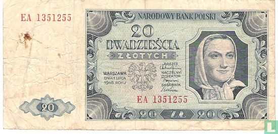 Poland 20 Zlotych 1948 - Image 1