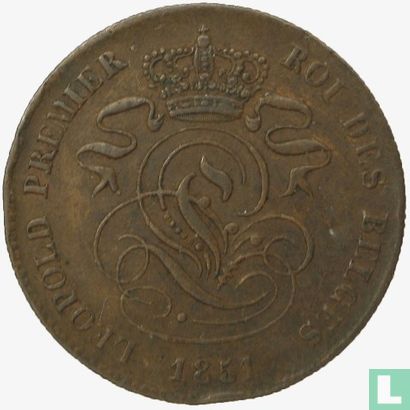 België 2 centimes 1851 - Afbeelding 1