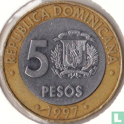 Dominicaanse Republiek 5 pesos 1997 "50th anniversary of Central Bank" - Afbeelding 1