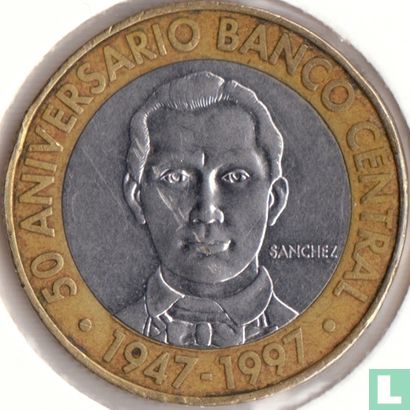 Dominicaanse Republiek 5 pesos 1997 "50th anniversary of Central Bank" - Afbeelding 2