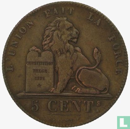 Belgium 5 centimes 1859 (with cross) - Image 2