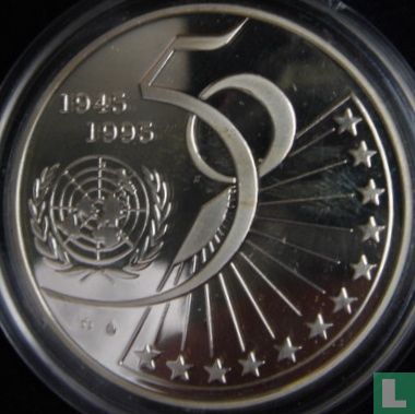 België 5 ecu 1995 (PROOF) "50 years of United Nations" - Afbeelding 2