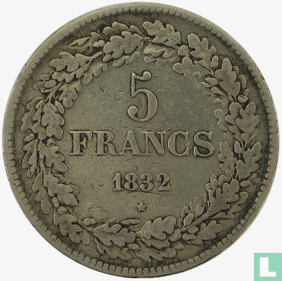 Belgique 5 francs 1832 - Image 1