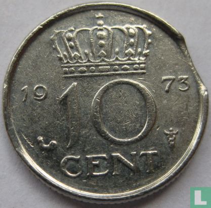 Netherlands 10 cent 1973 (misstrike) - Image 1