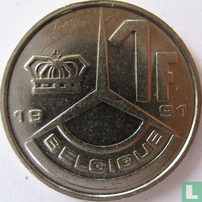 Belgique 1 franc 1991 (FRA) - Image 1