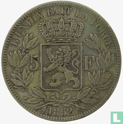 Belgique 5 francs 1852 - Image 1