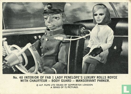 Interior of FAB 1 Lady Penelope's luxury rolls royce with chauffeur - body guard - manservant Parker. - Afbeelding 1