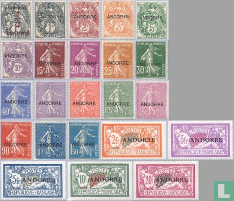 Surcharge sur des timbres français de 1900-1927