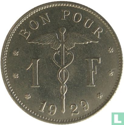 Belgium 1 franc 1929 (FRA) - Image 1