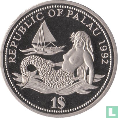 Palau 1 dollar 1992 (PROOF) "Year of Marine Life Protection" - Image 1