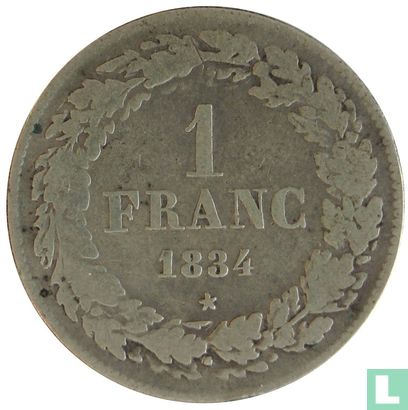 Belgium 1 franc 1834 - Image 1