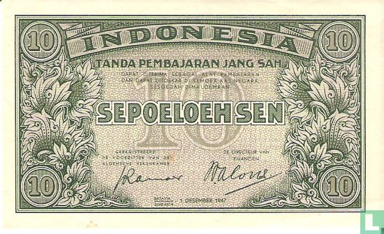 Indonésie 10 Sen 1947 - Image 1