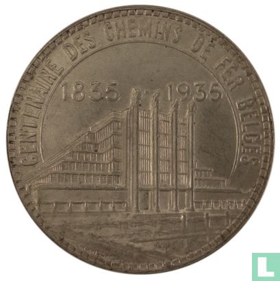 Belgium 50 francs 1935 (FRA - coin alignment) "Brussels Exposition and Railway Centennial" - Image 1