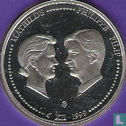Belgium 250 francs 1999 (PROOF) "Marriage of Prince Philip and Princess Mathilde" - Image 1