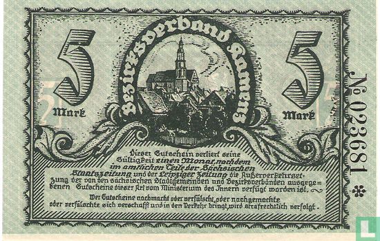 Kamenz, Amtshauptmannschaft - 5 Mark 1918 - Image 2