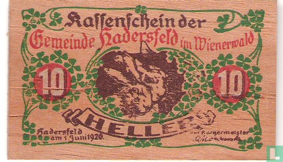 Hadersfeld 10 Heller 1920 - Afbeelding 1