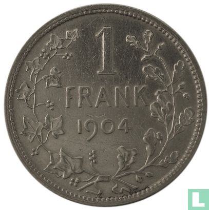 Belgium 1 franc 1904 (NLD) - Image 1