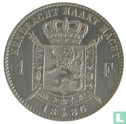 Belgique 1 franc 1886 (NLD - L. WIENER) - Image 1