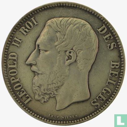 Belgien 5 Franc 1867 (kleiner Kopf - mit Punkt nach F) - Bild 2