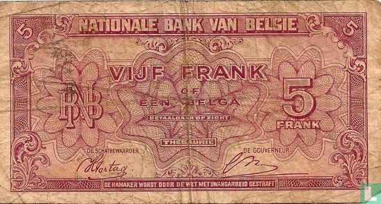 Belgium 5 Francs or 1 Belga - Image 2