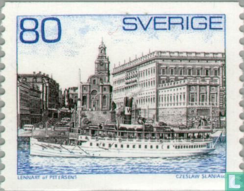 Schiff „Storskär“ (1908) vor dem Schloss in Stockholm