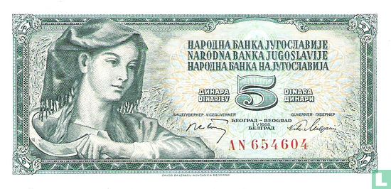 Joegoslavië 5 Dinara 1968 (P81a) - Afbeelding 1