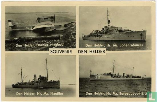 Souvenir Den Helder met Dornier Wal vliegboot (vierluik)