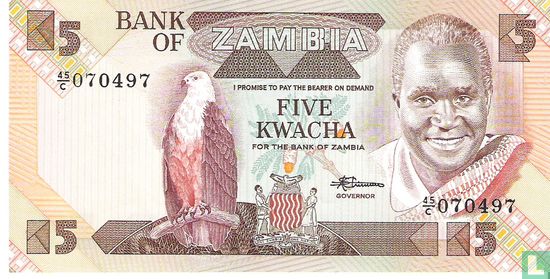 Zambia 5 Kwacha ND (1980-88) P25d - Afbeelding 1