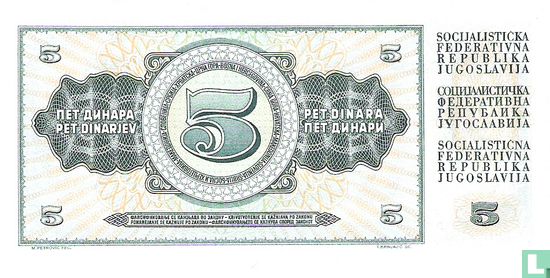 Joegoslavië 5 Dinara 1968 (P81a) - Afbeelding 2
