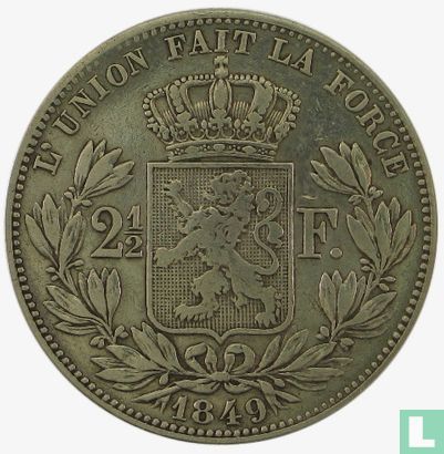 België 2½ francs 1849 (klein hoofd) - Afbeelding 1