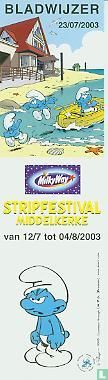 Bladwijzer Moppersmurf stripfestival Middelkerke