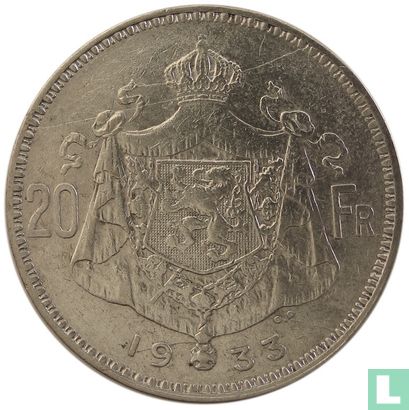 België 20 francs 1933 (FRA - positie A) - Afbeelding 1
