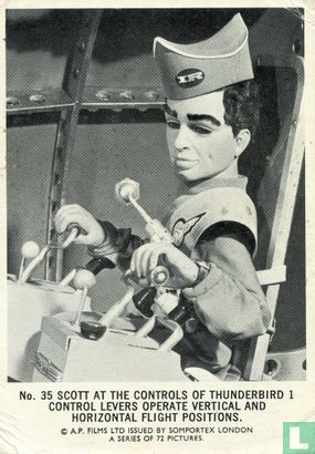 Scott at the controls of Thunderbird 1 control levers operate vertical and horizontal flight positions. - Image 1