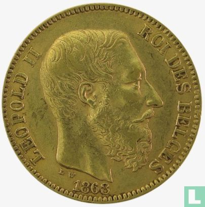 België 20 francs 1868 - Afbeelding 1