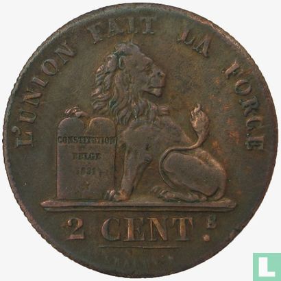 Belgique 2 centimes 1841 - Image 2