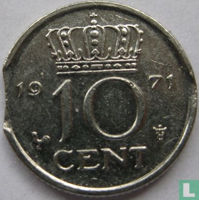 Niederlande 10 Cent 1971 (Prägefehler) - Bild 1