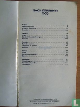 Texas Instruments TI-35 Drivers Manual - Bild 2