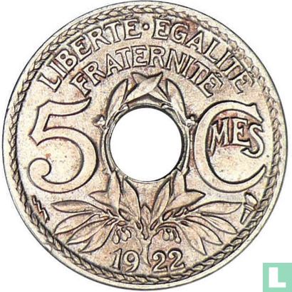 Frankrijk 5 centimes 1922 (bliksemflits) - Afbeelding 1