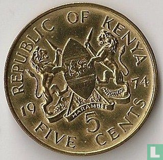 Kenia 5 Cent 1974 - Bild 1