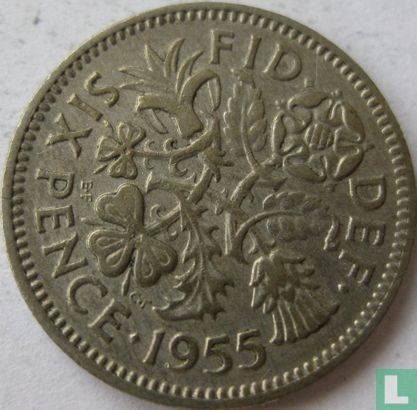 United Kingdom 6 pence 1955 - Image 1