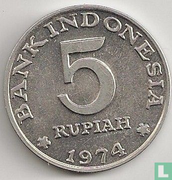 Indonesië 5 rupiah 1974 "FAO - Family planning" - Afbeelding 1