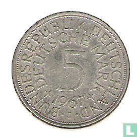 Allemagne 5 mark 1967 (J) - Image 1