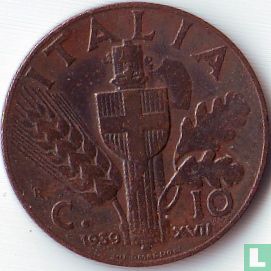 Italy 10 centesimi 1939 (copper) - Image 1