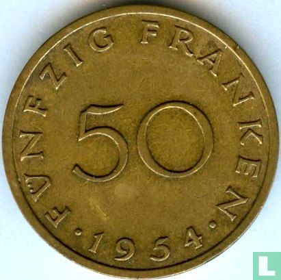 Saarland 50 franken 1954 - Afbeelding 1