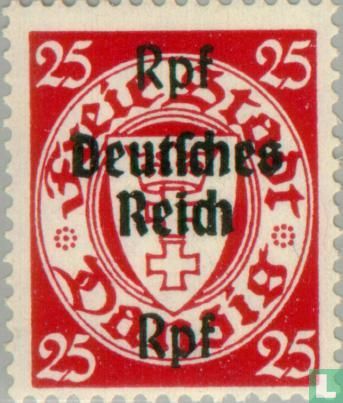 Surcharge sur timbres Dantzig