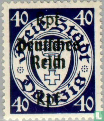 Aufdruck auf Briefmarken Danzig