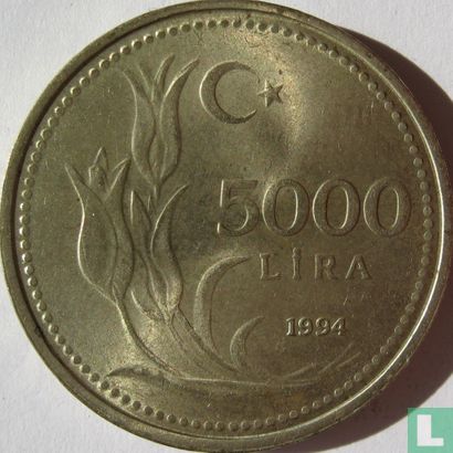 Turkey 5000 lira 1994 - Image 1