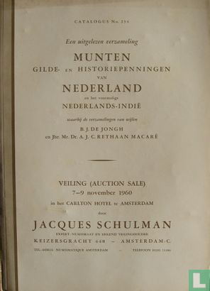 Een uitgelezen verzameling van munten, gilden- en historiepenningen van Nederland en van het voormailge Nederlandsch-Indië - Afbeelding 1