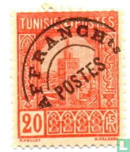 Grand Mosque of Tunis, with overprint