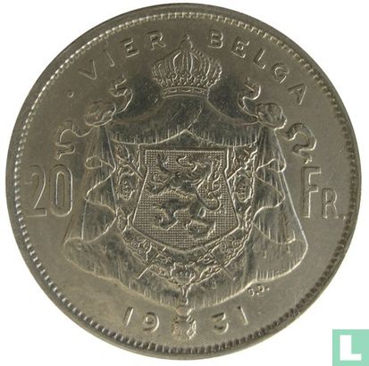 Belgium 20 francs 1931 (NLD) - Image 1